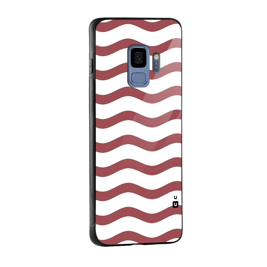 Flowing Stripes Red White Glass Back Case for Galaxy S9