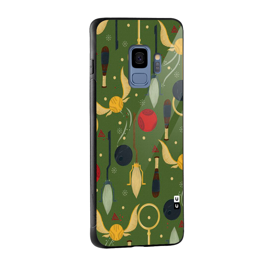 Flying Ball Pattern Glass Back Case for Galaxy S9