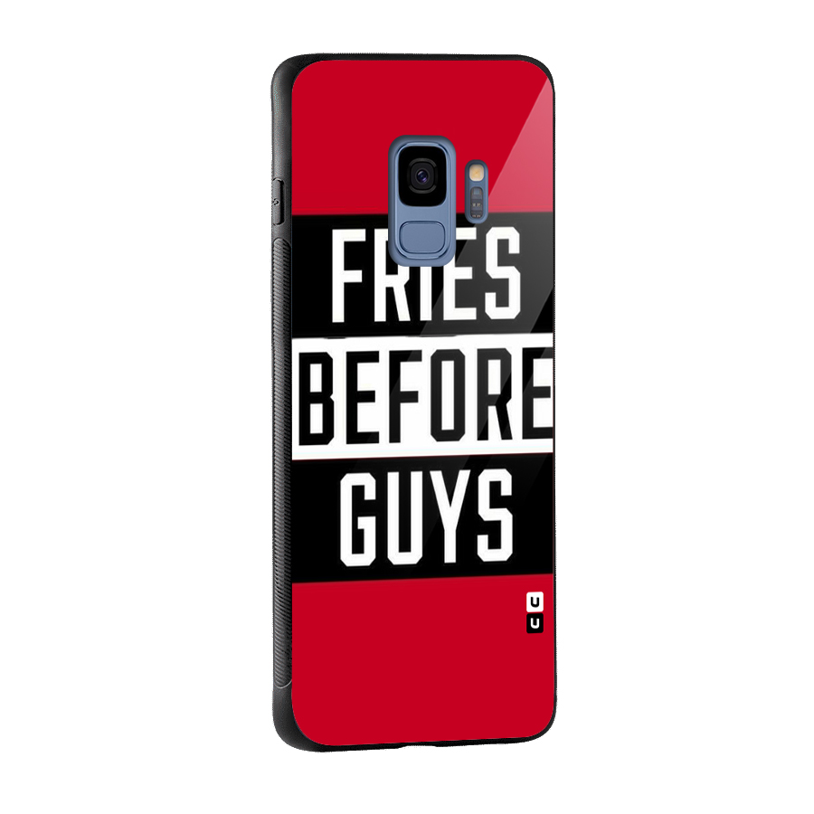 Fries Love Stripes Glass Back Case for Galaxy S9