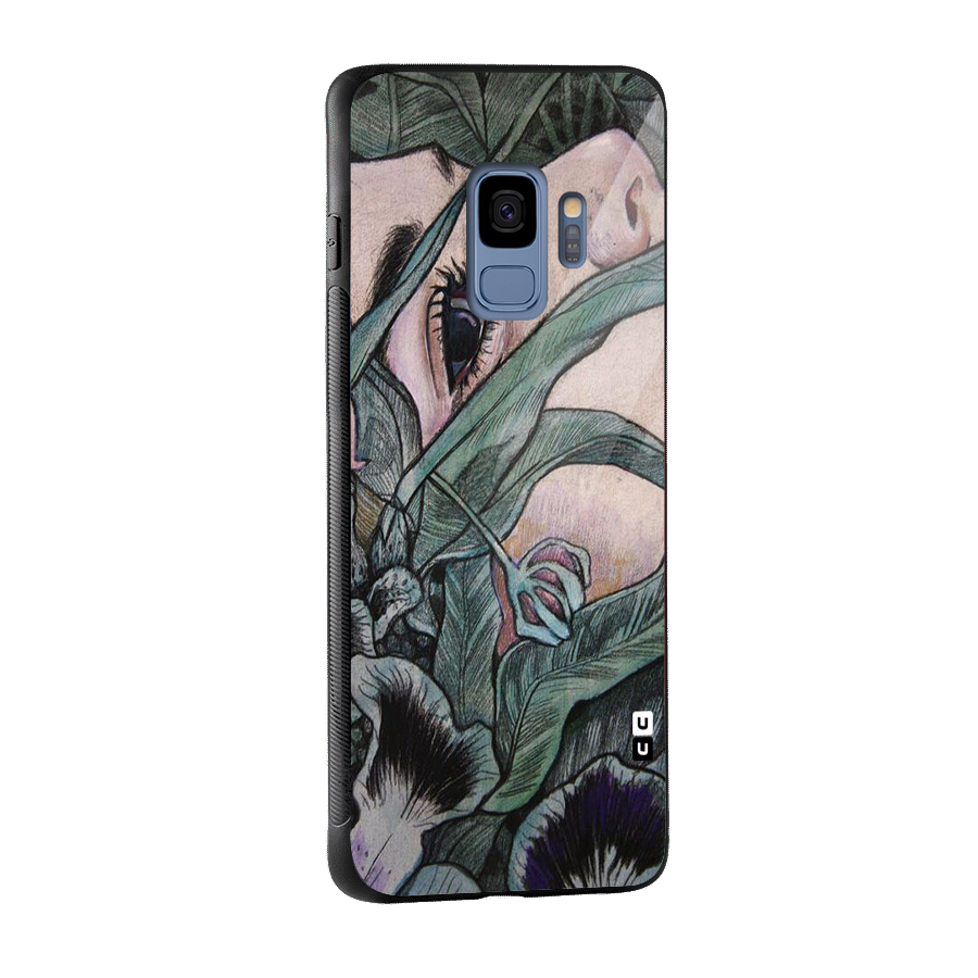 Girl Grass Art Glass Back Case for Galaxy S9