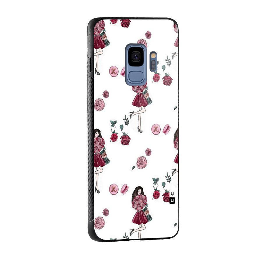 Girl With Flowers Glass Back Case for Galaxy S9