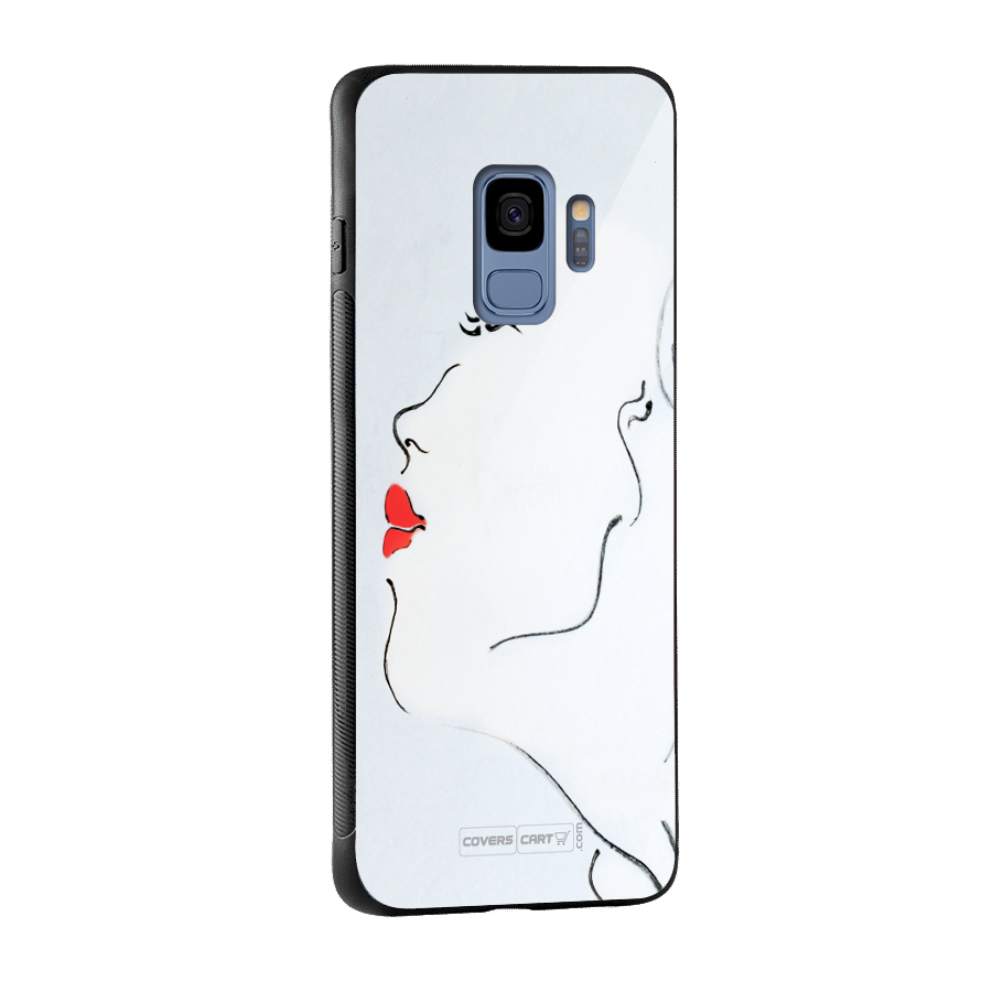 Girl in Red Lipstick Glass Back Case for Galaxy S9