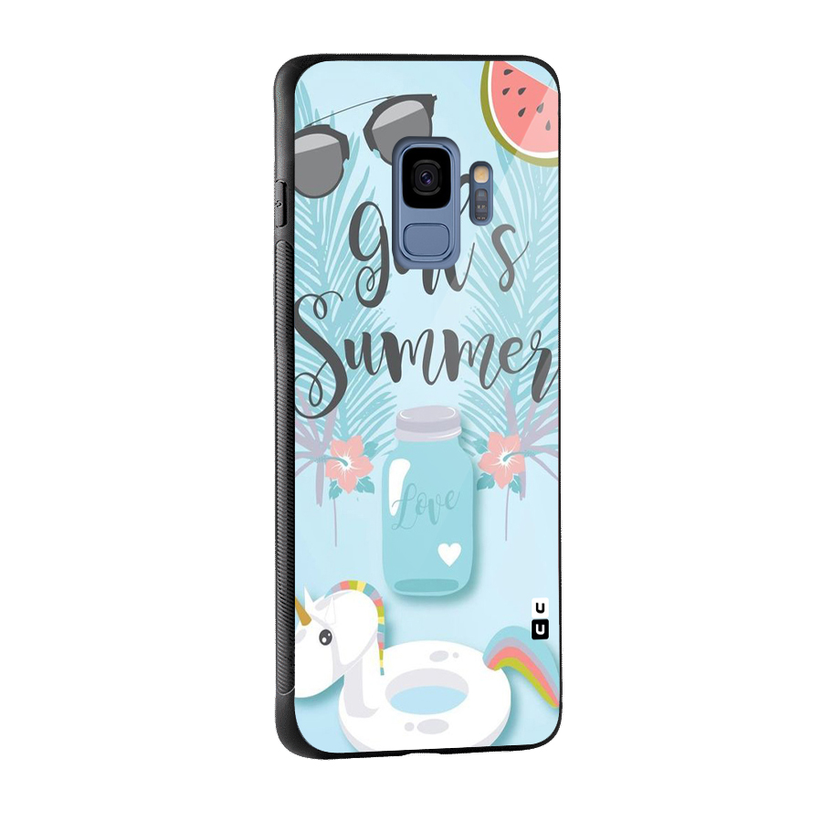Girls Summer Glass Back Case for Galaxy S9