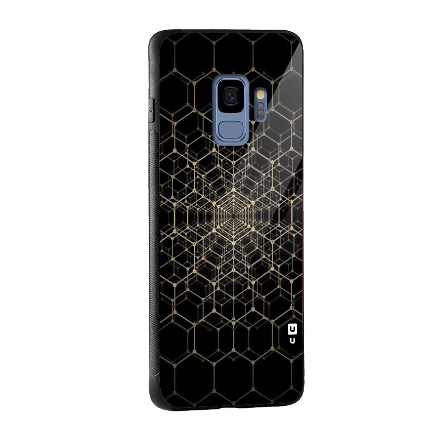 Gold Web Glass Back Case for Galaxy S9