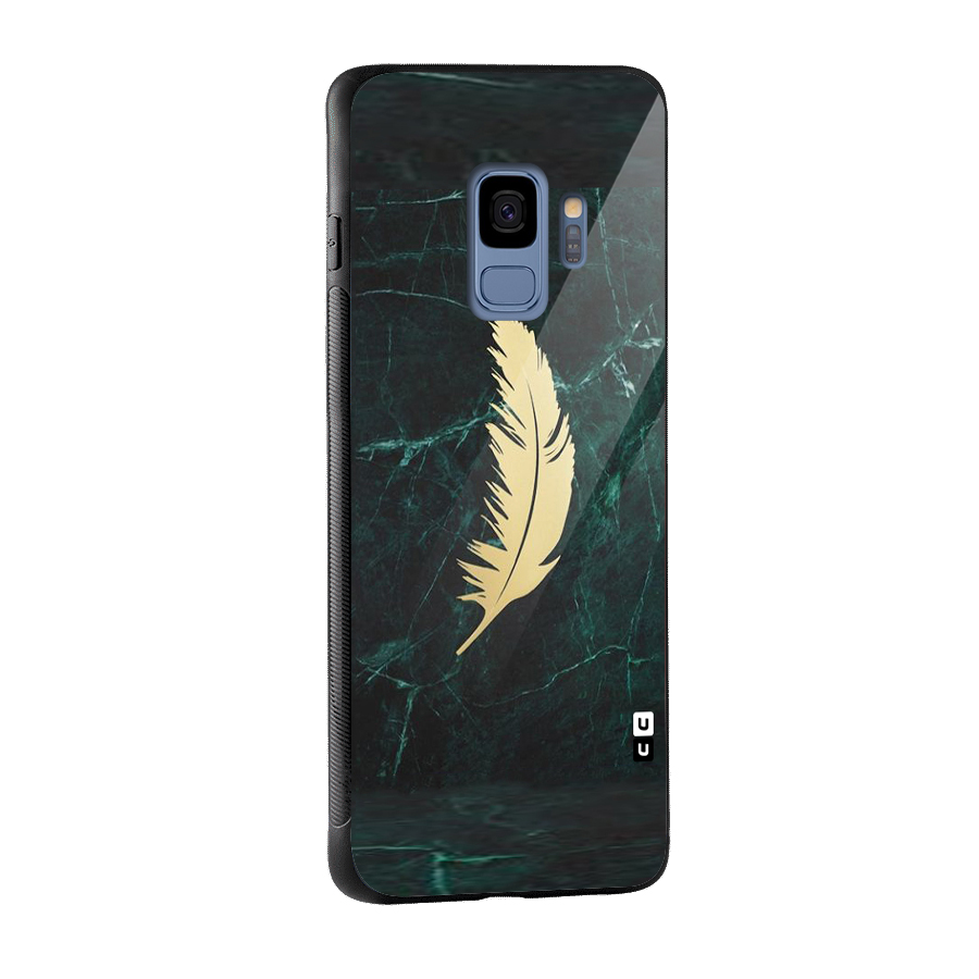 Golden Feather Glass Back Case for Galaxy S9