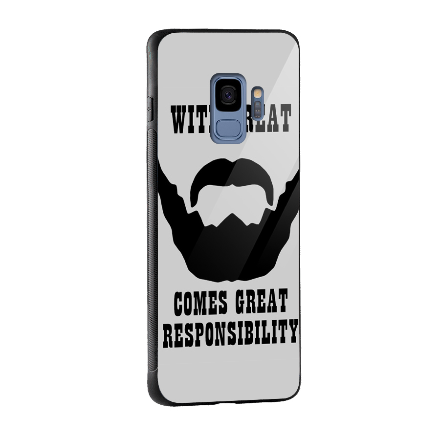 Great Beard Great Responsibility Glass Back Case for Galaxy S9