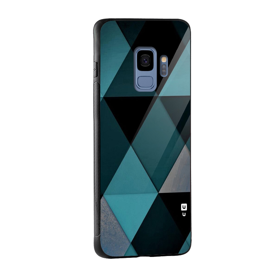 Green Black Shapes Glass Back Case for Galaxy S9