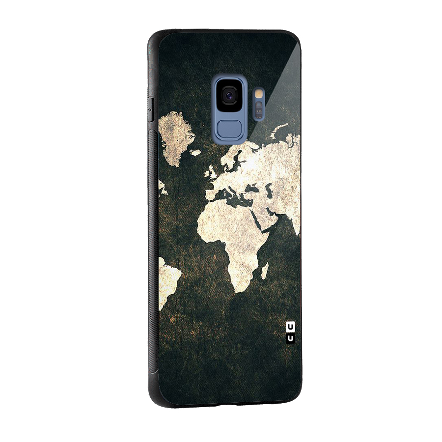 Green Gold Map Design Glass Back Case for Galaxy S9