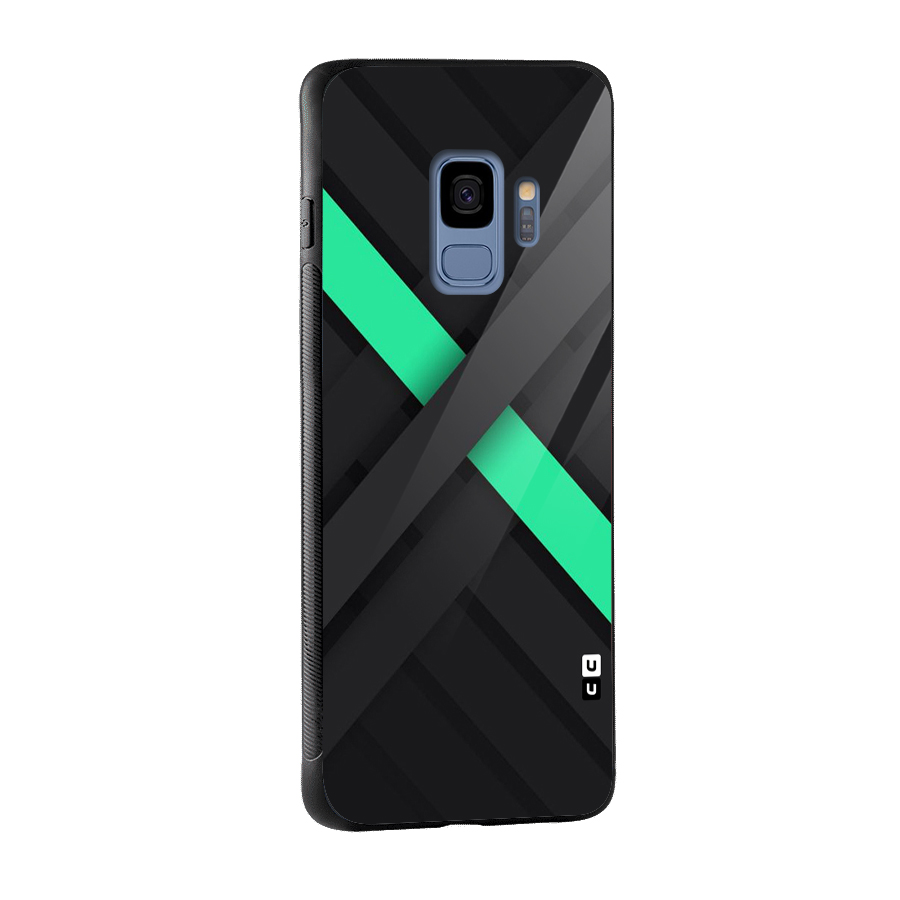Green Stripe Diagonal Glass Back Case for Galaxy S9