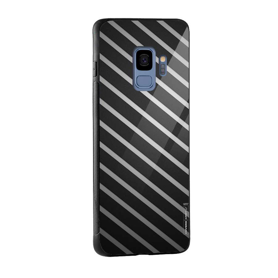 Grey And Black Stripes Glass Back Case for Galaxy S9
