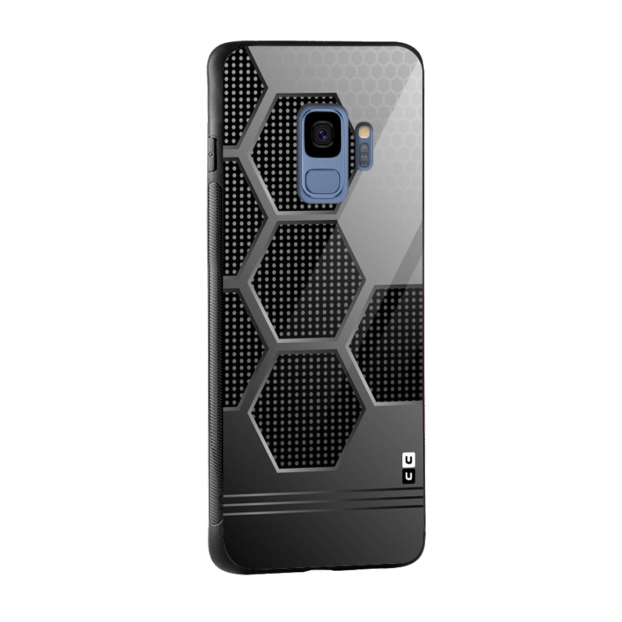 Grey Black Hexa Glass Back Case for Galaxy S9
