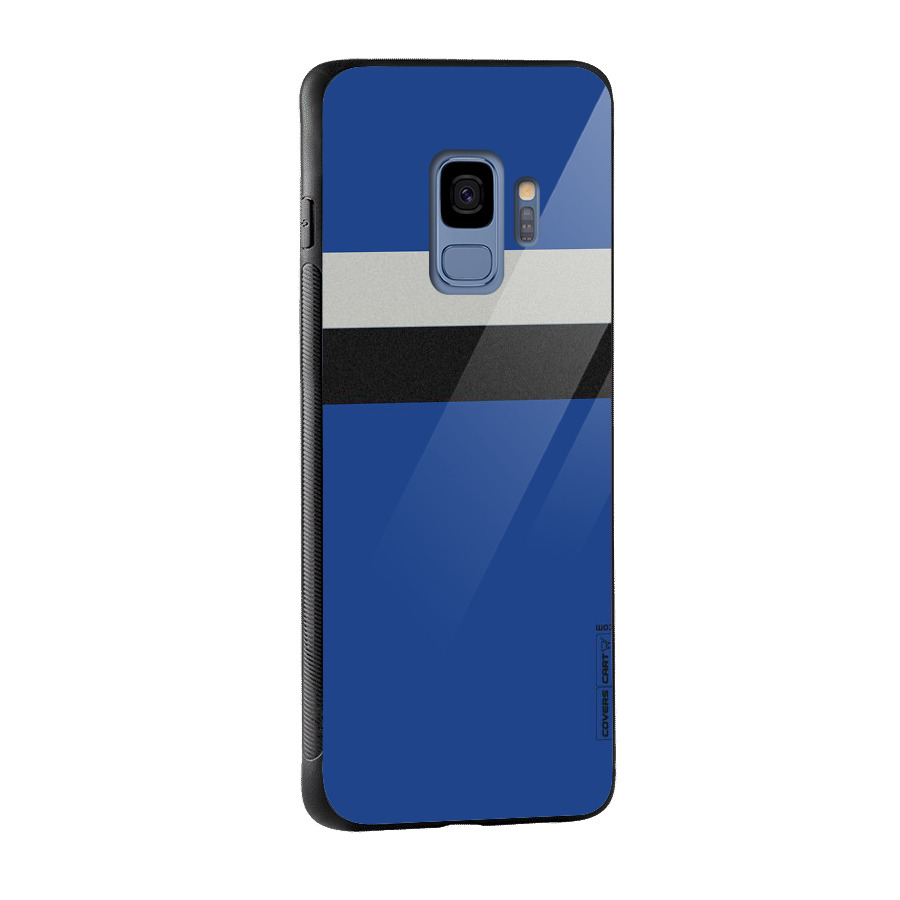 Grey Black Strips Glass Back Case for Galaxy S9