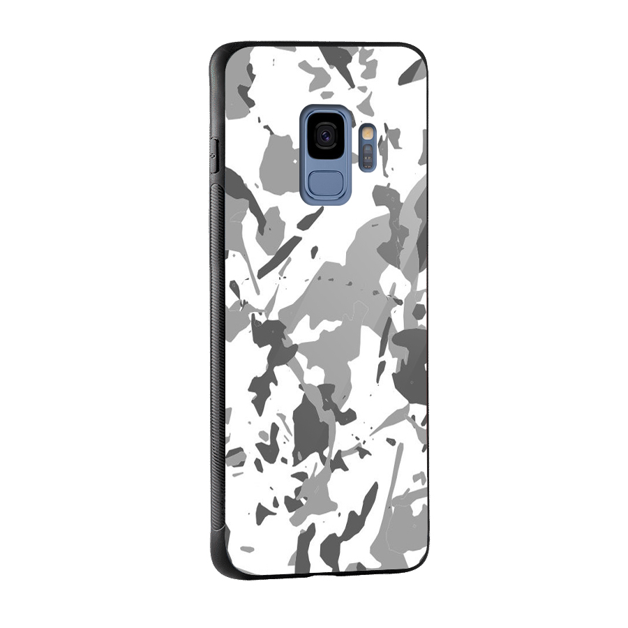 Grey Camouflage Army Glass Back Case for Galaxy S9