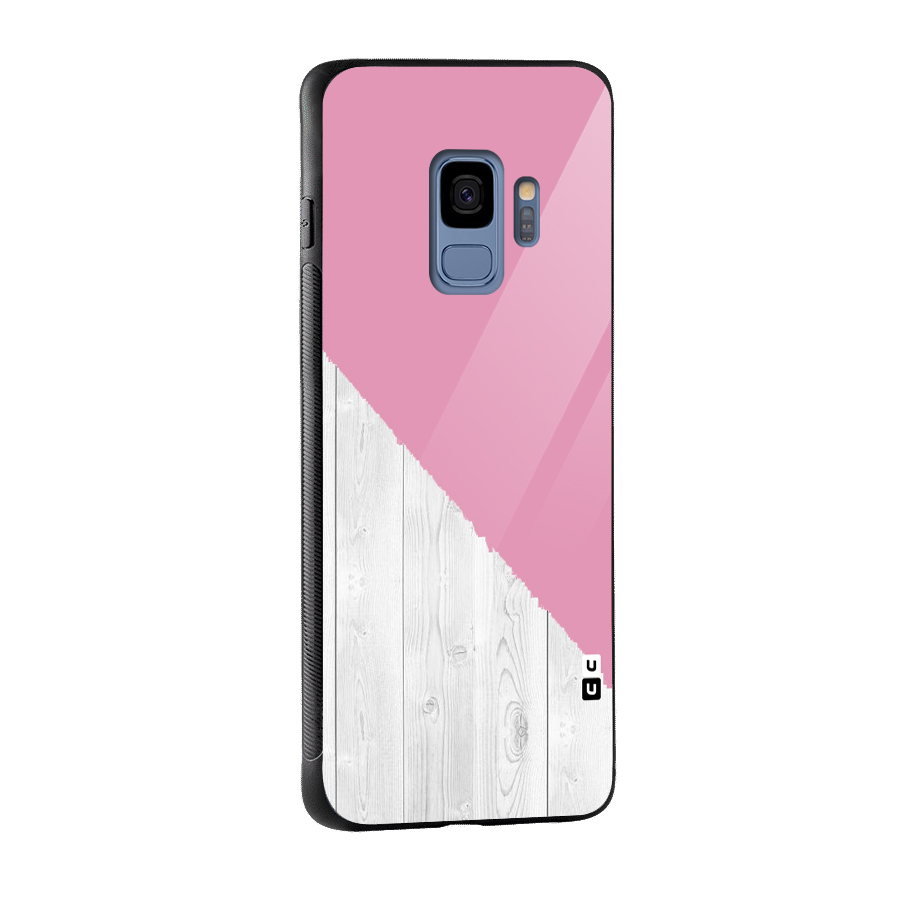 Grey Pink Wooden Design Glass Back Case for Galaxy S9