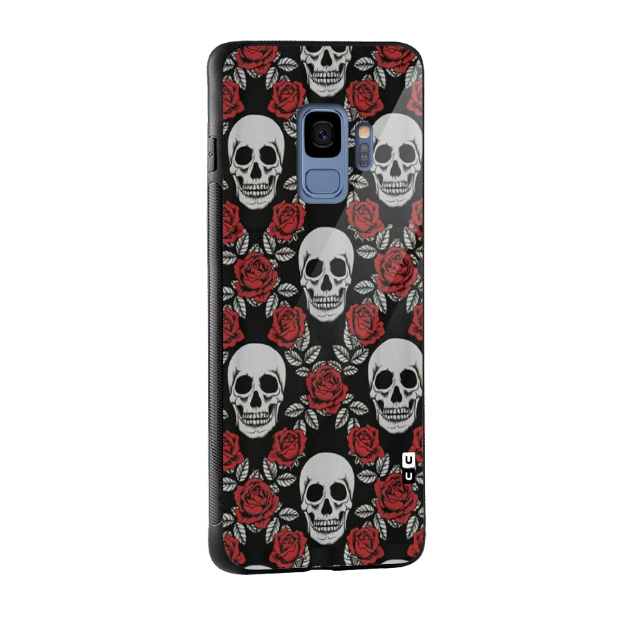 Grey Skulls Glass Back Case for Galaxy S9