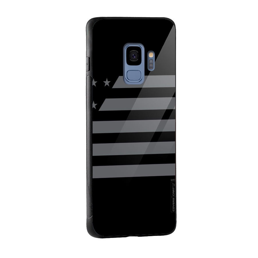 Grey Star Striped Pattern Glass Back Case for Galaxy S9