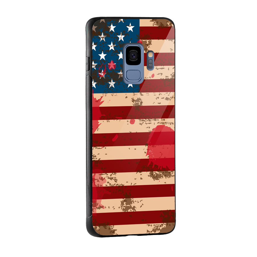 Grunge USA Flag Glass Back Case for Galaxy S9