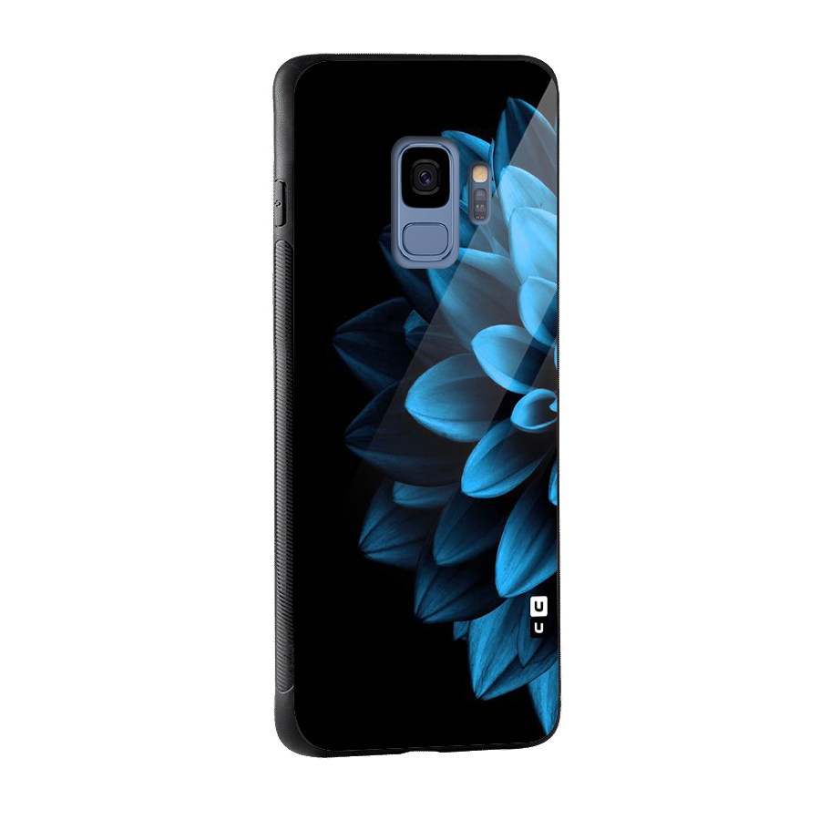 Half Blue Flower Glass Back Case for Galaxy S9
