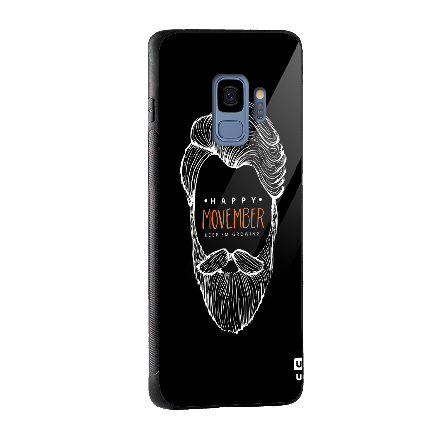 Happy Movember Black Glass Back Case for Galaxy S9