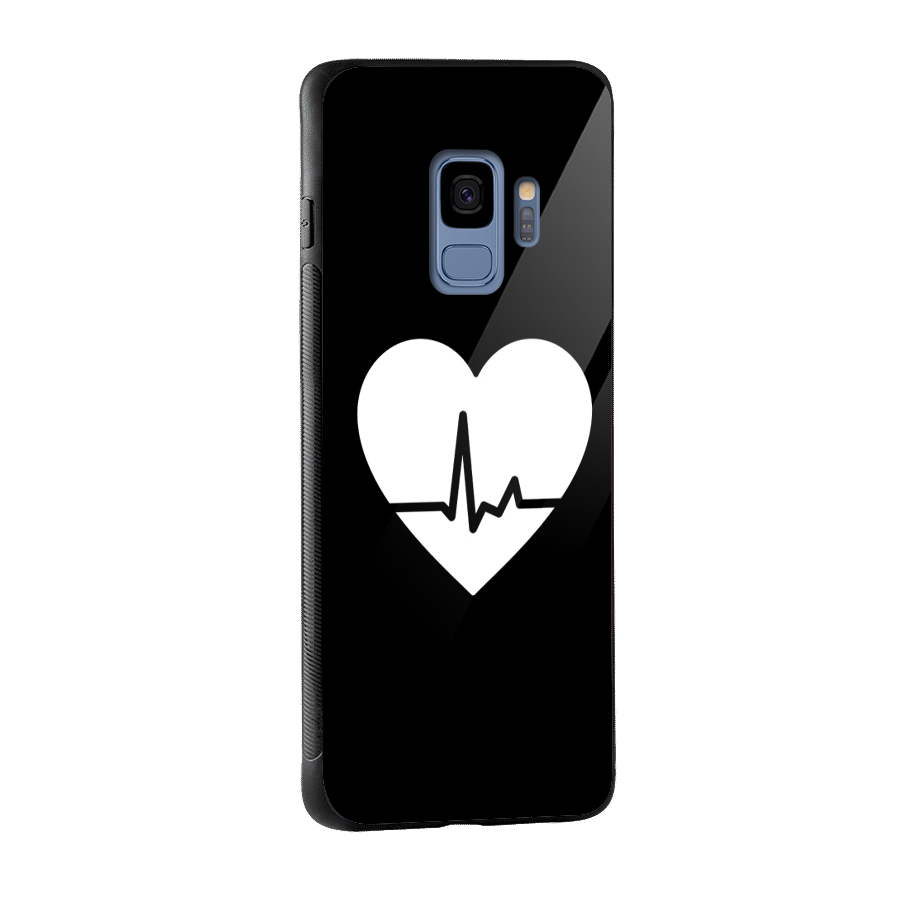 Heart Beat Glass Back Case for Galaxy S9