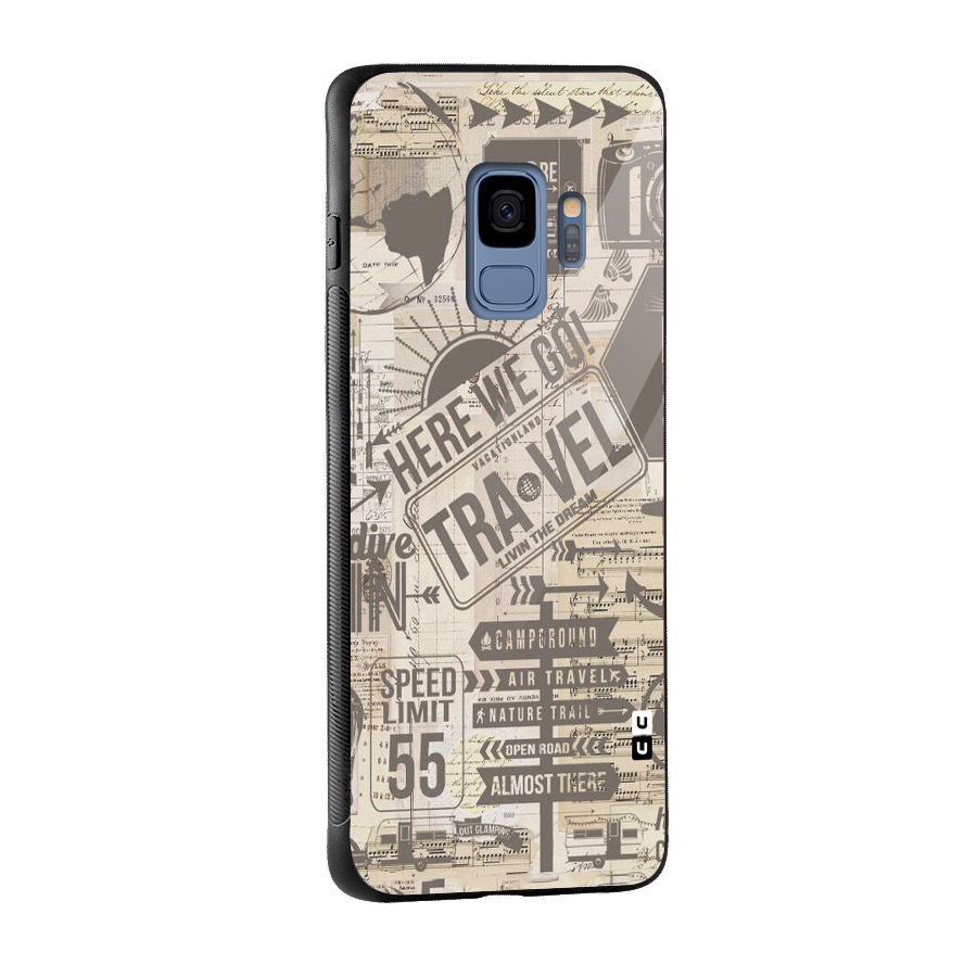 Here We Travel Glass Back Case for Galaxy S9