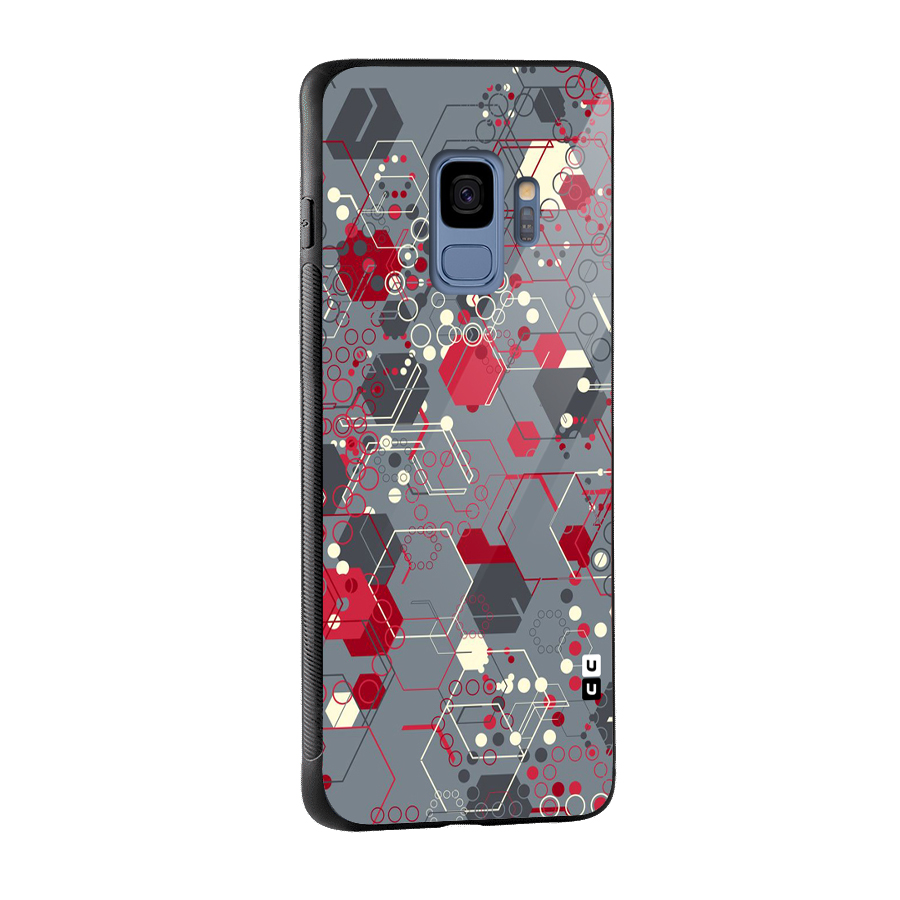 Hexagons Pattern Glass Back Case for Galaxy S9