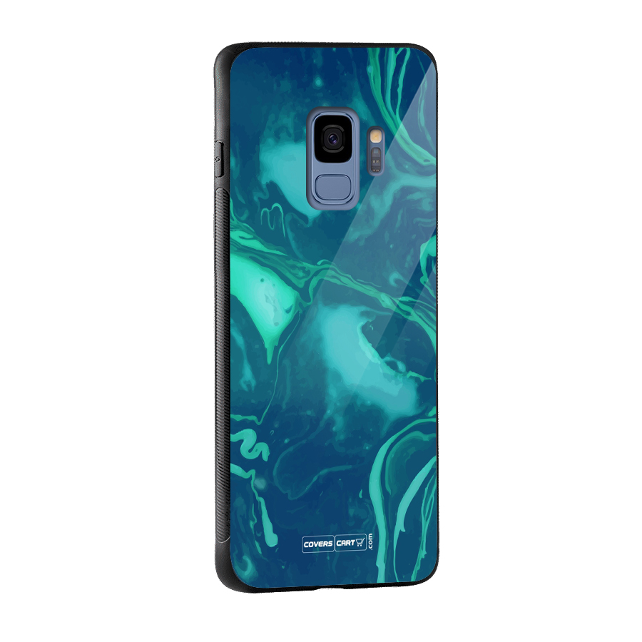 Jazzy Green Marble Texture Glass Back Case for Galaxy S9