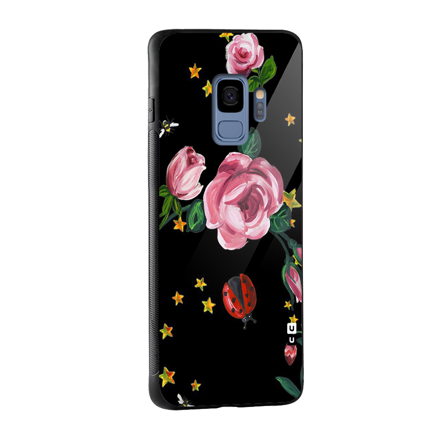 Ladybird And Floral Glass Back Case for Galaxy S9