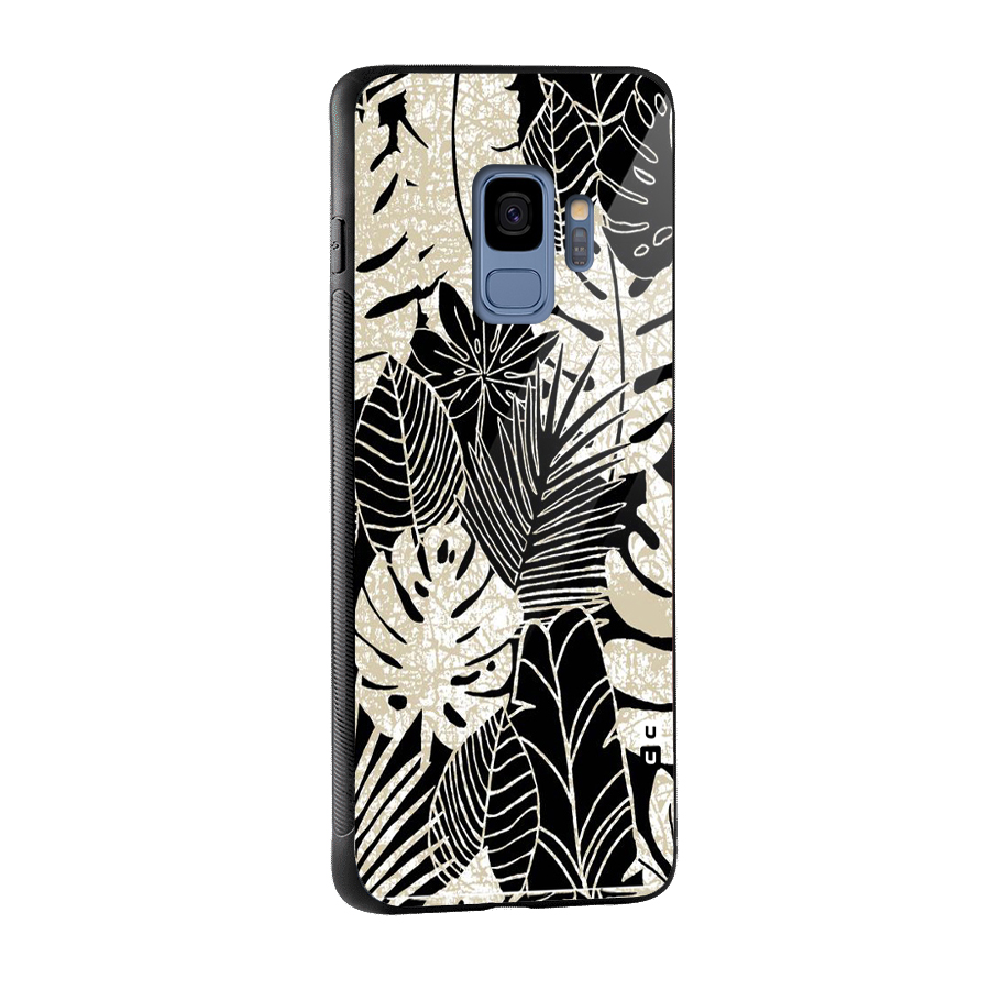 Leaf Pattern Glass Back Case for Galaxy S9