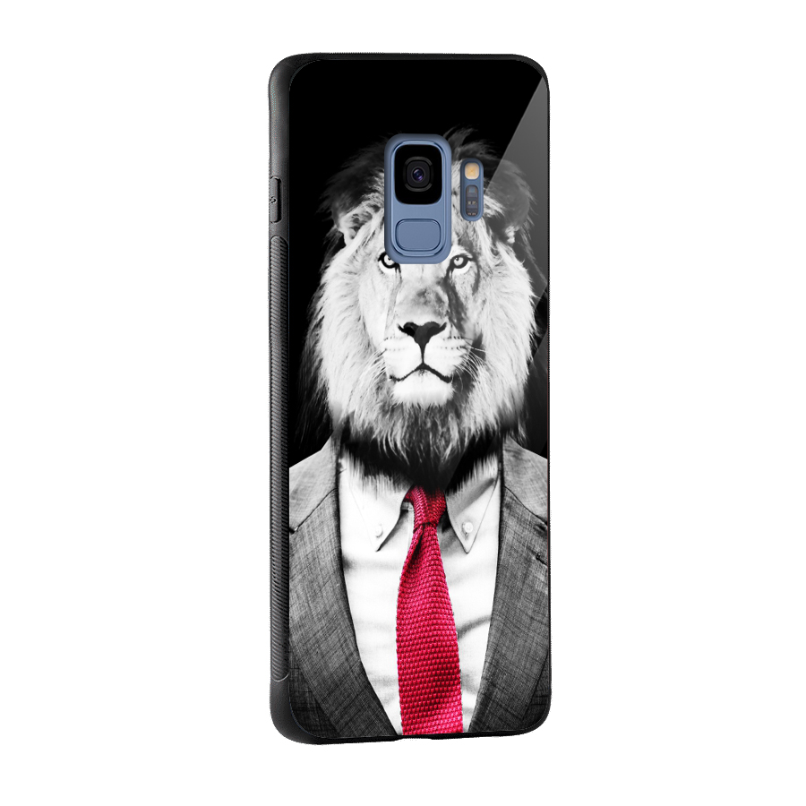 Lion with Red Tie Glass Back Case for Galaxy S9