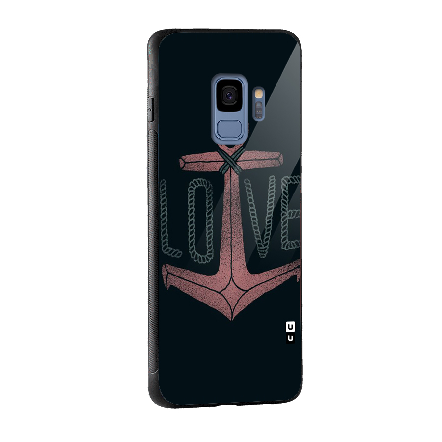 Love Anchor Form Glass Back Case for Galaxy S9