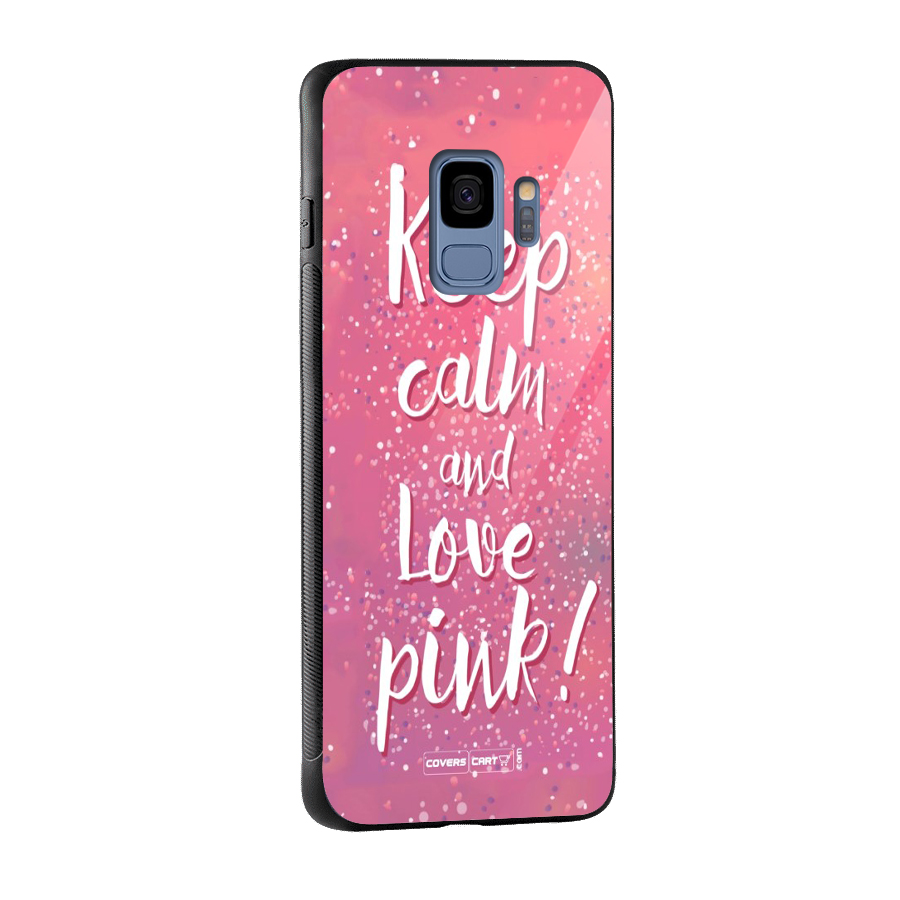 Love Pink Glass Back Case for Galaxy S9