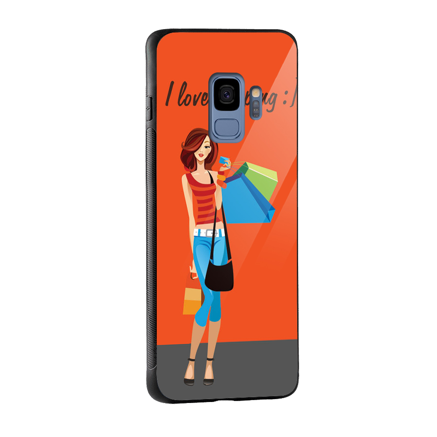 Love Shopping Classy Girl Glass Back Case for Galaxy S9