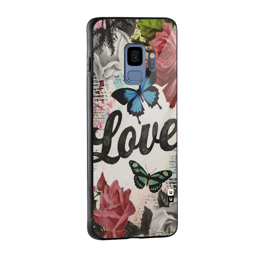 Lovely Butterfly Love Glass Back Case for Galaxy S9
