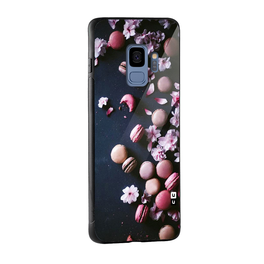 Macaroons And Cheery Blossoms Glass Back Case for Galaxy S9