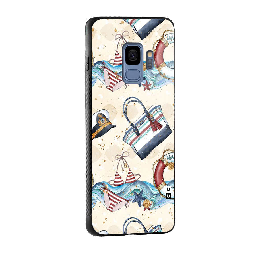 Marine Bag Design Glass Back Case for Galaxy S9