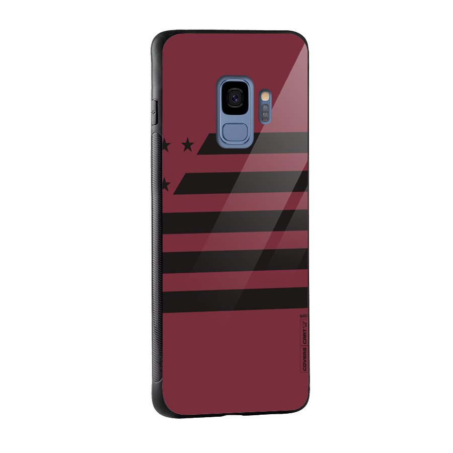 Maroon Star Striped Glass Back Case for Galaxy S9