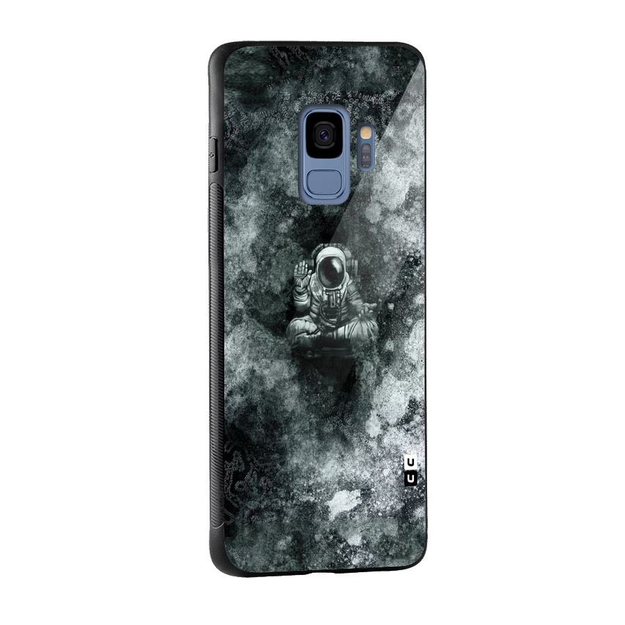 Meditating Spaceman Glass Back Case for Galaxy S9