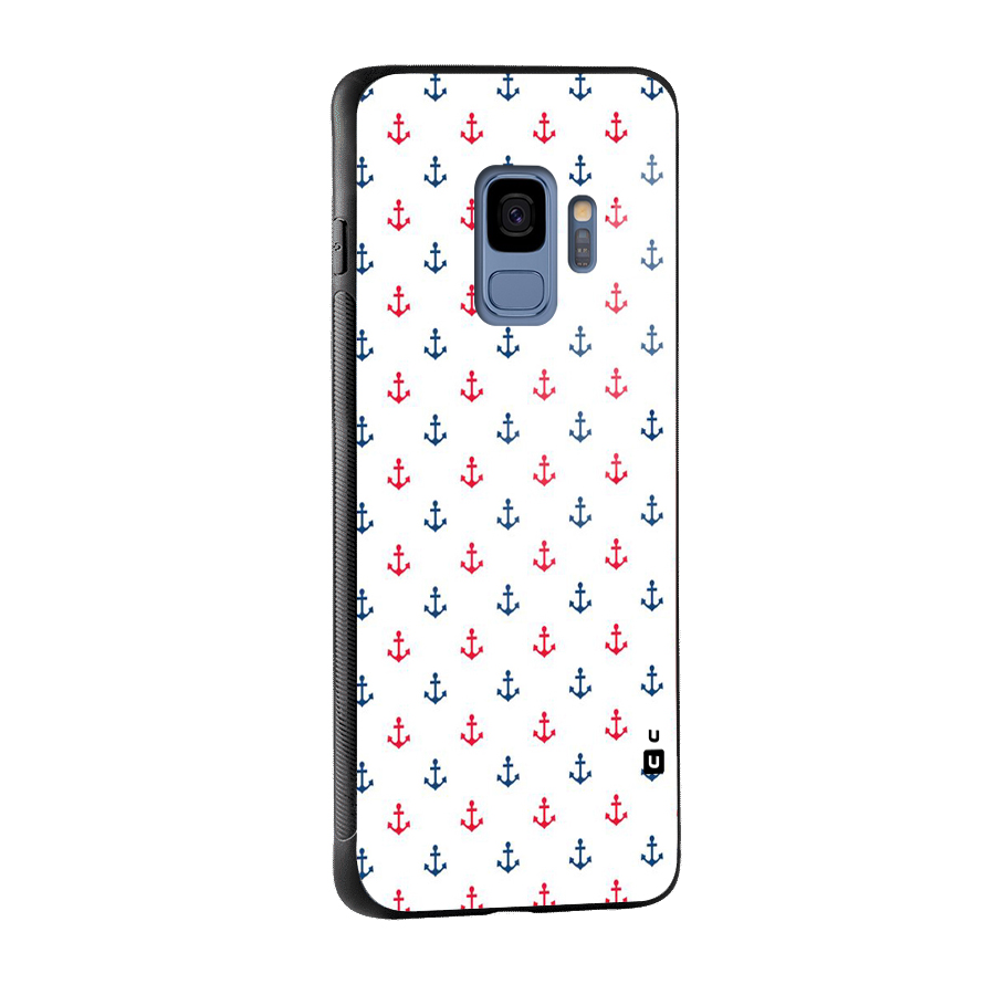 Minimal Anchor Pattern Glass Back Case for Galaxy S9