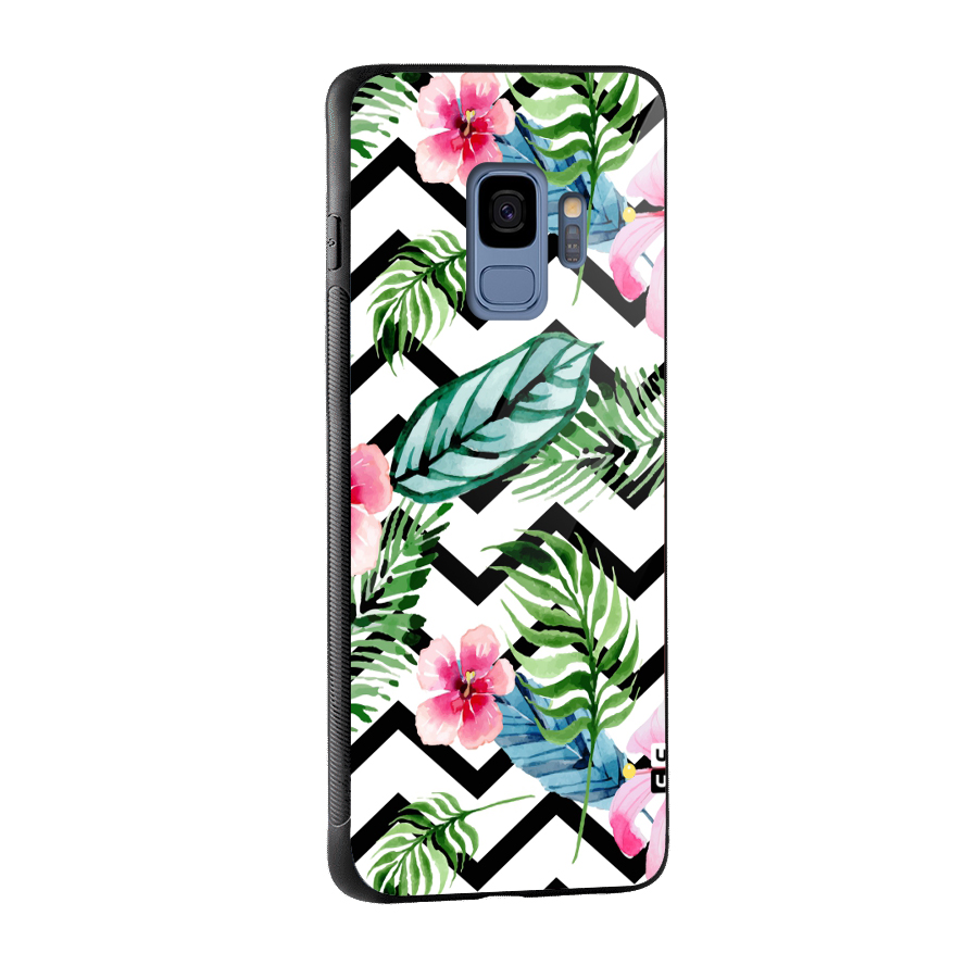 Modern Flowers Glass Back Case for Galaxy S9
