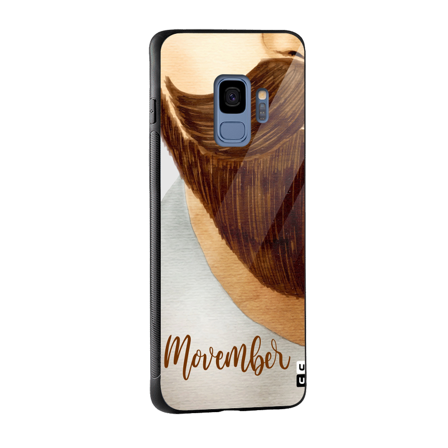 Movember Moustache Glass Back Case for Galaxy S9