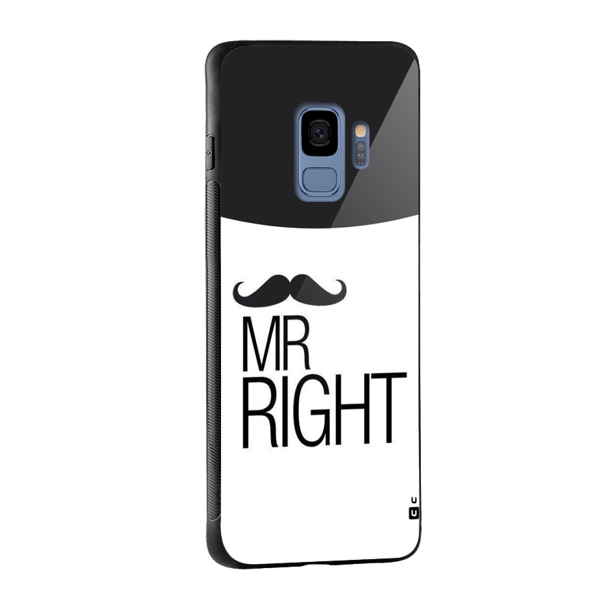 Mr. Right Moustache Glass Back Case for Galaxy S9