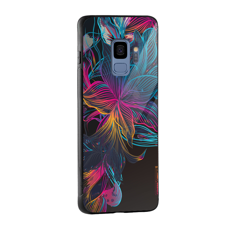 Multi-Colour Flowers Glass Back Case for Galaxy S9
