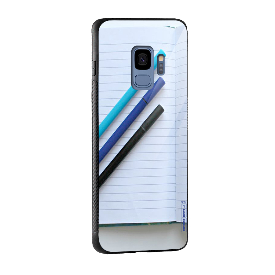 Notebook And Pens Glass Back Case for Galaxy S9
