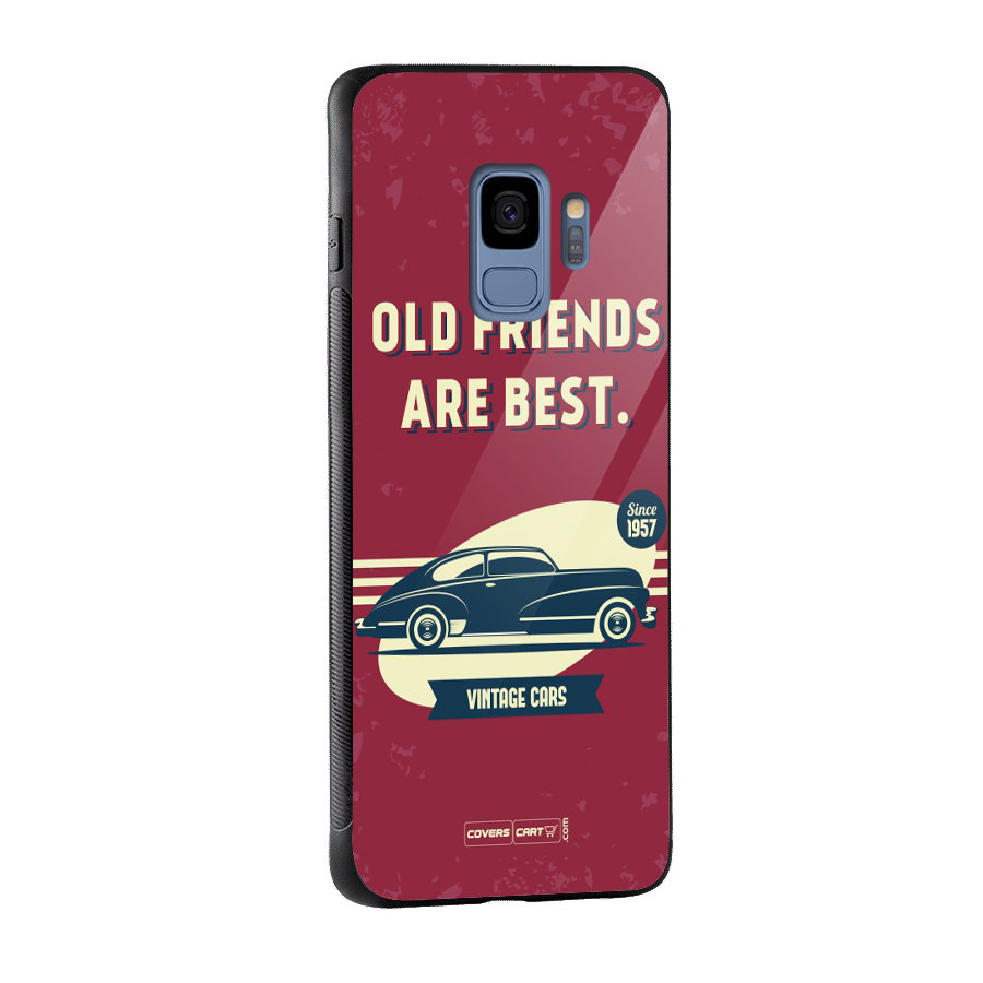 Old Friends Vintage Car Glass Back Case for Galaxy S9