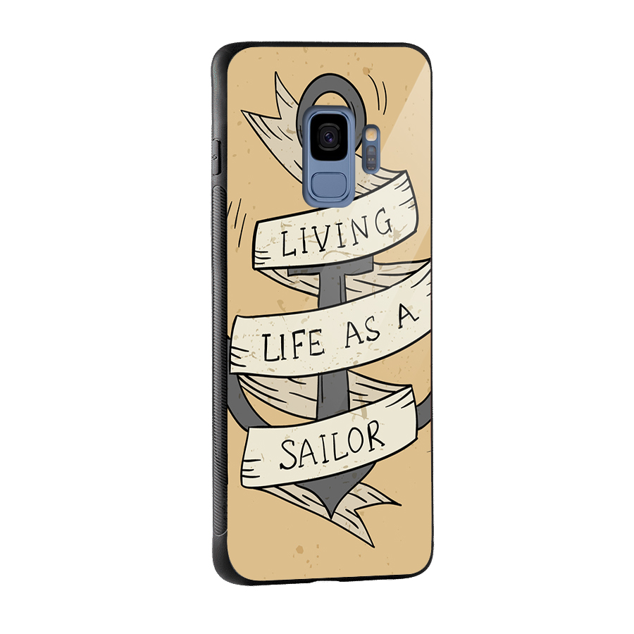 Old School Anchor Glass Back Case for Galaxy S9