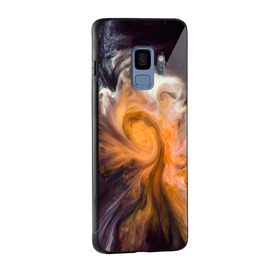 Orange Fusion Glass Back Case for Galaxy S9