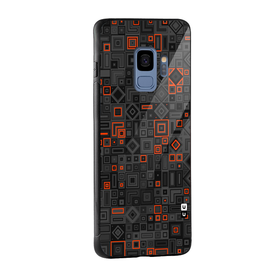 Orange Shapes Abstract Glass Back Case for Galaxy S9