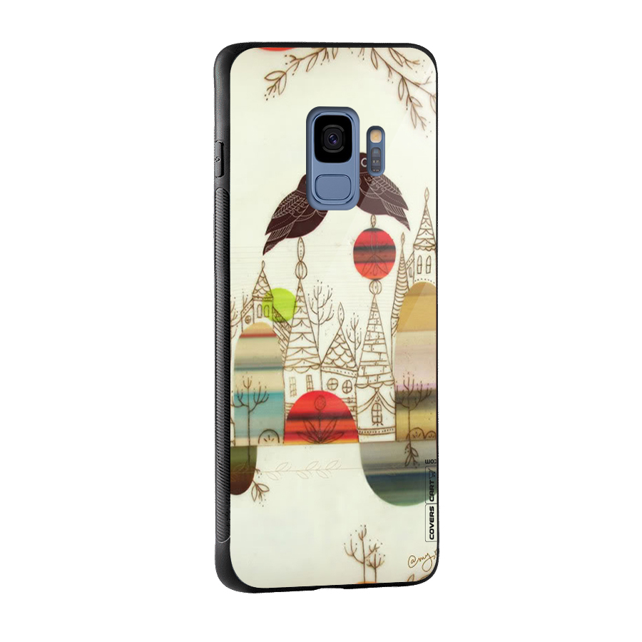 Owl Art Glass Back Case for Galaxy S9