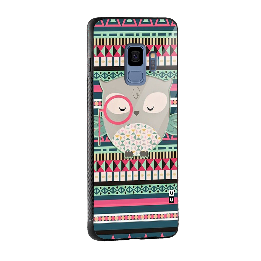 Owl Cute Pattern Glass Back Case for Galaxy S9